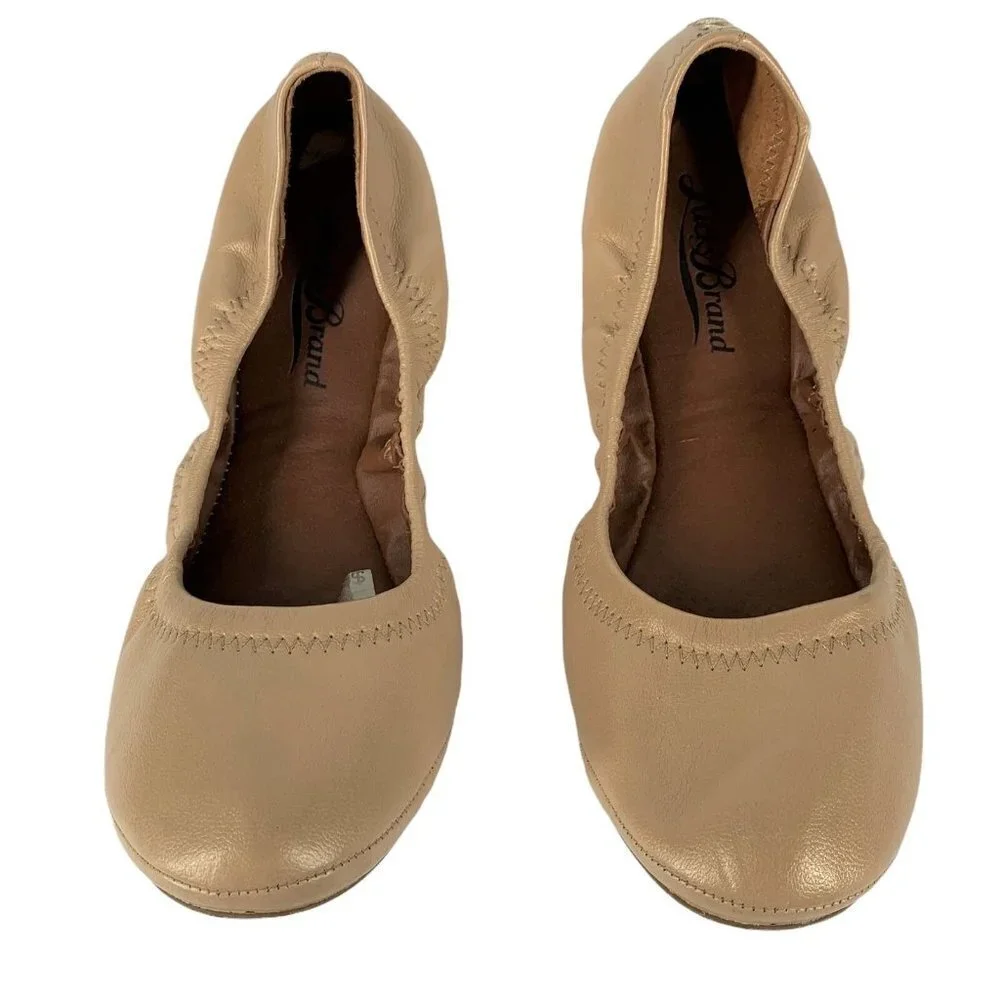 Lucky Brand EIKIA Nude Beige Leather Ballet Flats Size 7 M